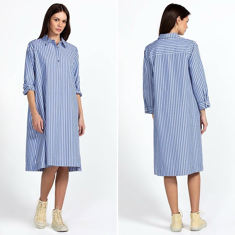NEW Johnny Was Georgia Stripe Henley Shirt Dress